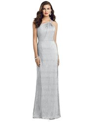 One-Shoulder Twist Metallic Trumpet Gown - 3064 - Silver