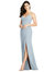 Seamed Bodice Crepe Trumpet Gown With Front Slit - Mist