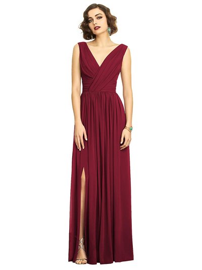 Dessy Collection Sleeveless Draped Chiffon Maxi Dress With Front Slit - 2894 product