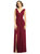 Sleeveless Draped Chiffon Maxi Dress With Front Slit - 2894 - Burgundy