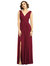 Sleeveless Draped Chiffon Maxi Dress With Front Slit - 2894 - Burgundy