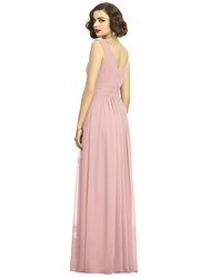 Sleeveless Draped Chiffon Maxi Dress With Front Slit