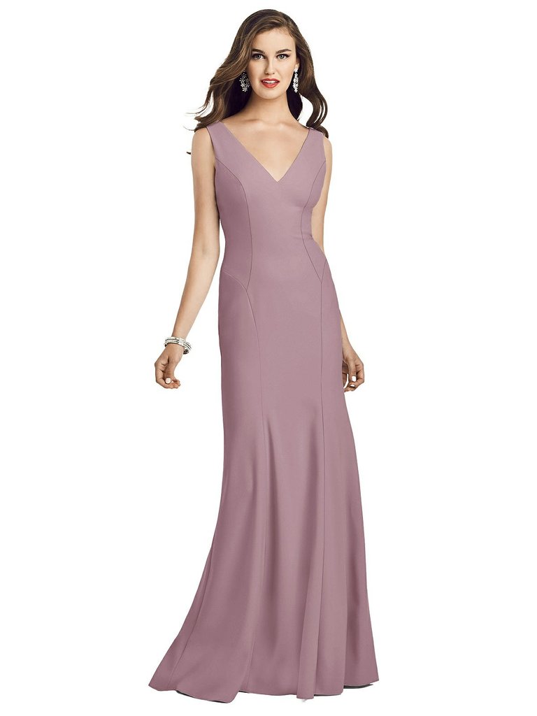 Sleeveless Seamed Bodice Trumpet Gown - 3060 - Dusty Rose