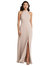 Stand Collar Halter Maxi Dress With Criss Cross Open-Back - Cameo