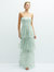 Strapless 3D Floral Embroidered Dress with Tiered Maxi Skirt - 3138 - Celadon