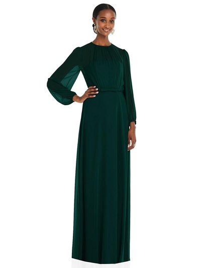Dessy Collection Strapless Chiffon Maxi Dress with Puff Sleeve Blouson Overlay  - 3098 product