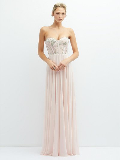 Dessy Collection Strapless Floral Embroidered Corset Maxi Dress With Chiffon Skirt - 3136 product