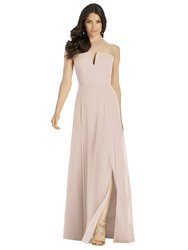 Strapless Notch Chiffon Maxi Dress - 3041 - Cameo