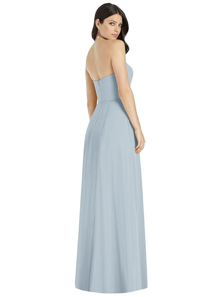 Strapless Notch Chiffon Maxi Dress - 3041