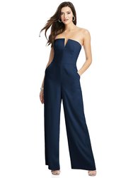 Strapless Notch Crepe Jumpsuit With Pockets - 3066  - Midnight Navy