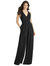 V-Neck Backless Pleated Front Jumpsuit - 3046 - Black