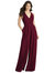 V-Neck Backless Pleated Front Jumpsuit - 3046 - Cabernet