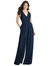 V-Neck Backless Pleated Front Jumpsuit - 3046 - Midnight Navy