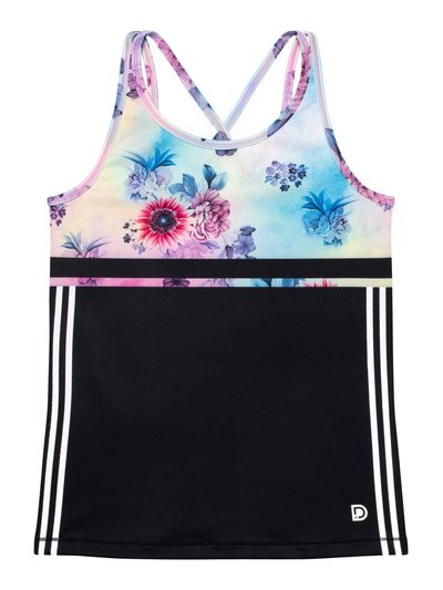 Deux Par Deux Athletic Tank Top Multicolor With Printed Flowers & Black product