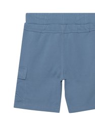 French Terry Bermuda Cargo Shorts - Dusty Blue