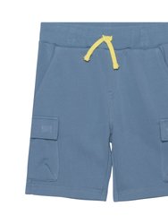 French Terry Bermuda Cargo Shorts - Dusty Blue - Dusty Blue