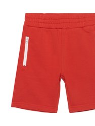 French Terry Zipper Pocket Short - Red - Red