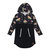 Hooded Long Sleeve Dress With Unicorn Print - Black