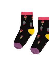 Jacquard Socks - Black Ice Cream Cone Print - Black Ice Cream Cone Print