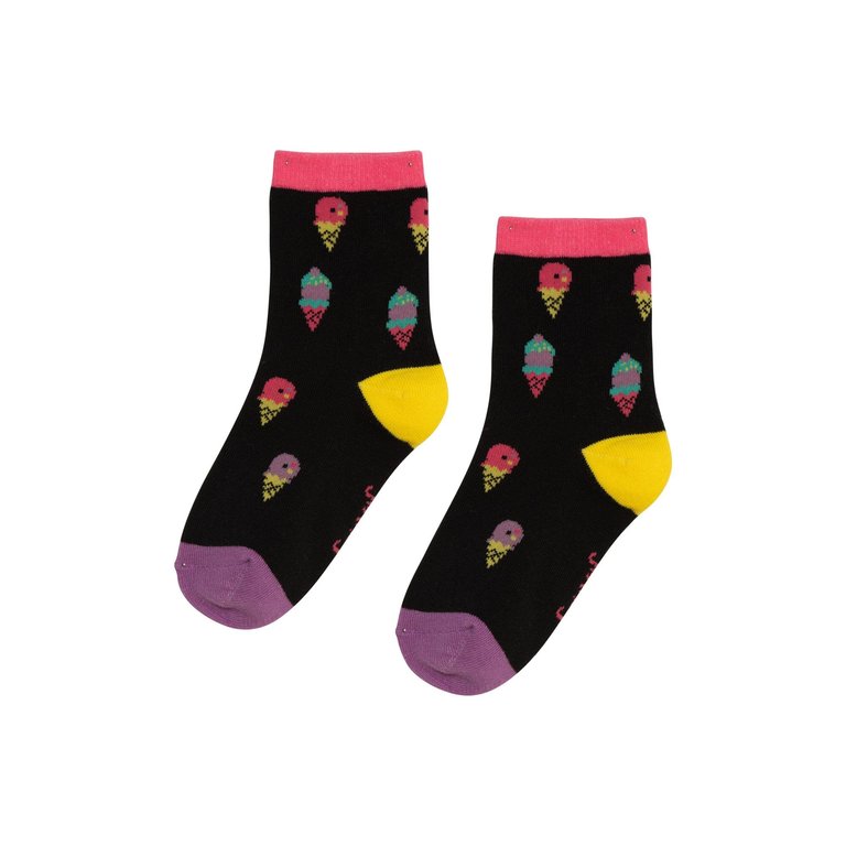 Jacquard Socks - Black Ice Cream Cone Print - Black Ice Cream Cone Print