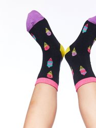 Jacquard Socks - Black Ice Cream Cone Print