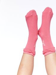 Jacquard Socks - Coral Pink Butterfly Print