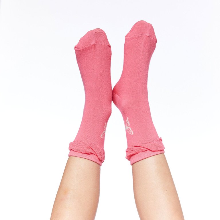 Jacquard Socks - Coral Pink Butterfly Print