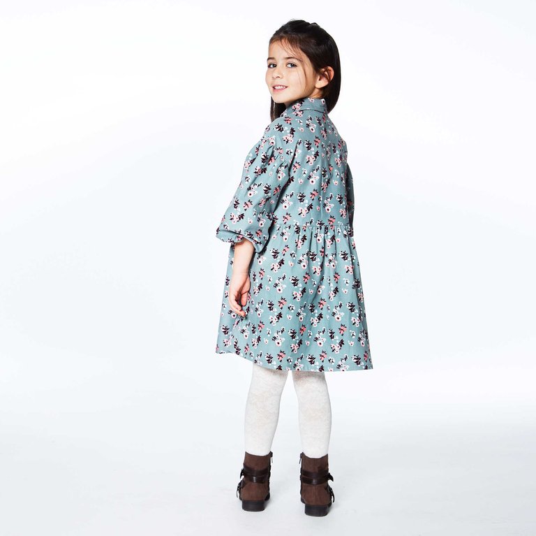 Long Sleeve Baby Corduroy Printed Dress