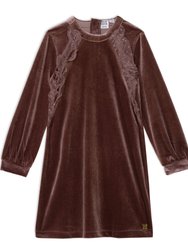 Long Sleeve Dress With Frill - Dusty Mauve