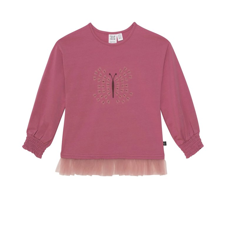 Long Sleeve Graphic Top - Dusty Pink Mauve - Dusty Pink Mauve
