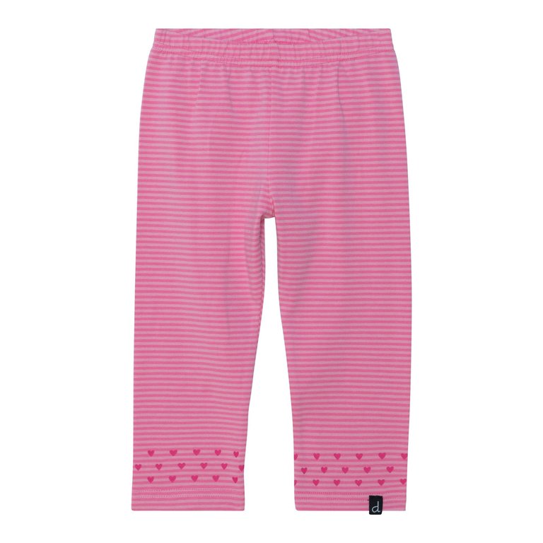 Organic Cotton Capri Legging - Pink Stripe - Pink Stripe