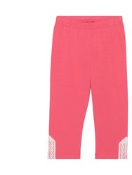 Organic Cotton Capri Legging With Crochet - Coral Pink - Coral Pink