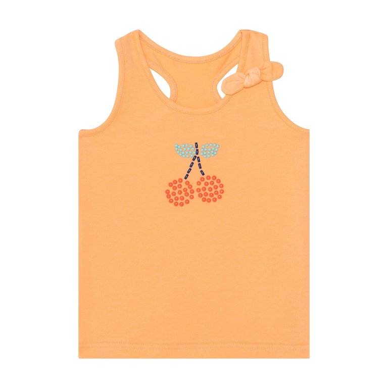 Organic Cotton Graphic Knot Tank Top - Peach - Peach