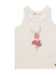 Organic Cotton Graphic Tank With Lace Off White - Off White