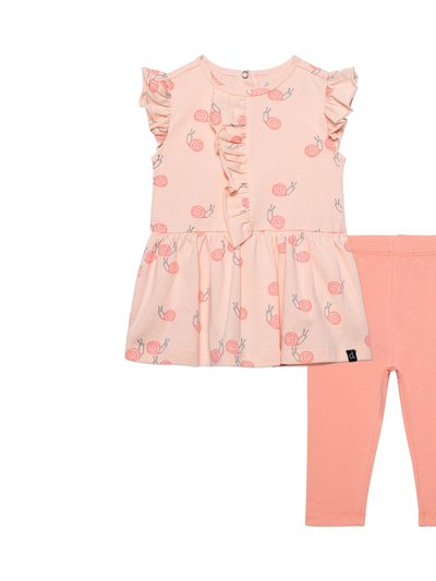 Deux Par Deux Organic Cotton Printed Tunic And Leggings Set - Pink Snails product