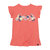 Organic Cotton Short Sleeve Graphic Tunic With Frill - Coral