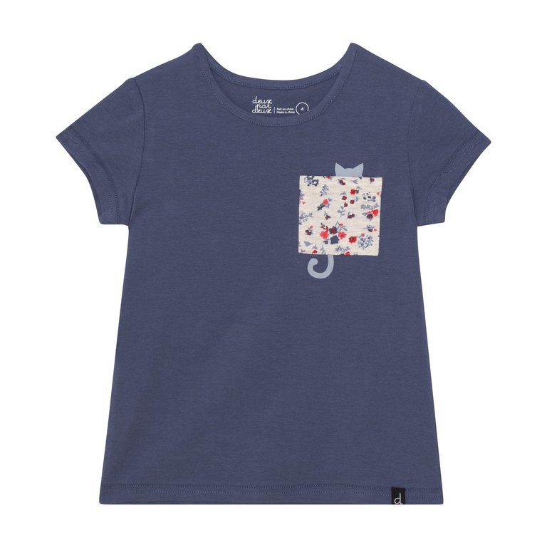 Organic Cotton Short Sleeve Top - Navy Blue - Navy Blue