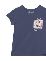 Organic Cotton Short Sleeve Top - Navy Blue - Navy Blue