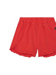 Organic Cotton Striped Short With Frill - Red - Red Stripe