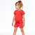 Organic Cotton Striped Short With Frill - Red