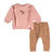 Organic Cotton Top And Pant Set - Dusty Pink/Oatmeal Mix - Ruffles Dusty Pink
