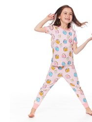 Organic Cotton Two Piece Printed Pajama Set - Pink Toasters