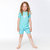 Organic Cotton Two Piece Short Pajama Set Turquoise Unicorn Print