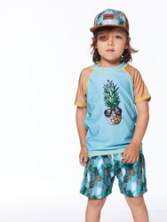 Pineapple Printed Boardshort - Turquoise