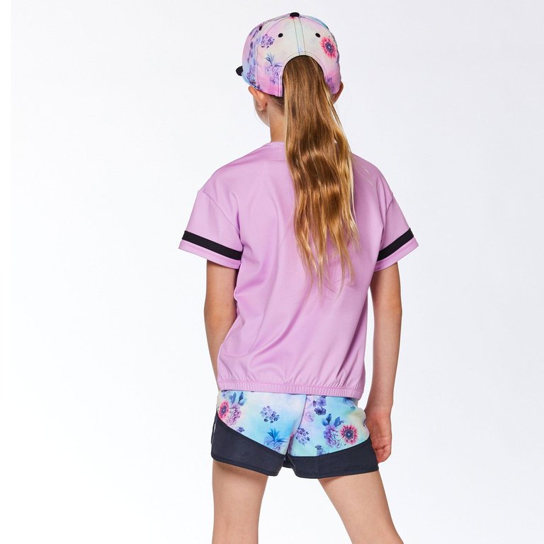 Printed Athletic Short Multicolor Flowers