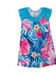 Printed Beach Dress - Blue Tropical - Blue Tropical