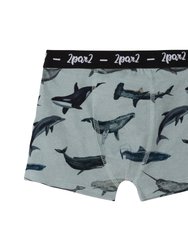 Printed Boxer Short Blue Sharks & Whales - Blue Sharks & Whales