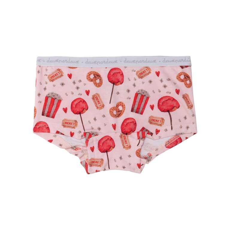 Printed Boyshort Pantie - Light Pink Popcorn & Lollipop - Light Pink Popcorn And Lollipop