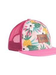 Printed Cap In Pink Tropical Flowers - Pink Tropical Flowers