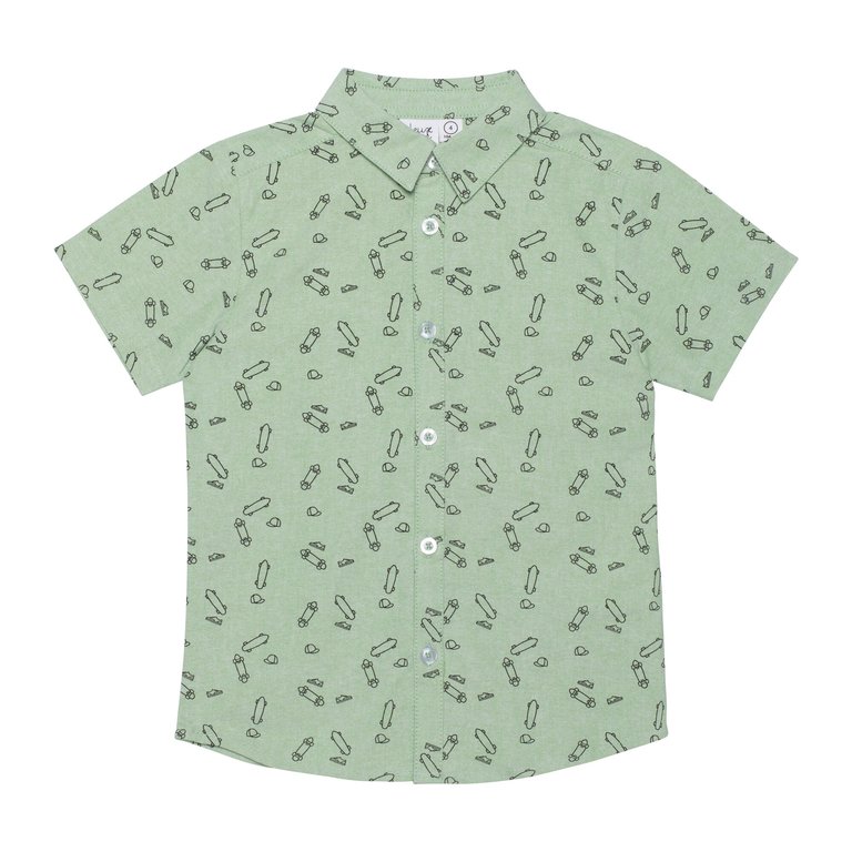 Printed Cotton Shirt Soft Green Skateboards - Soft Green Skateboards